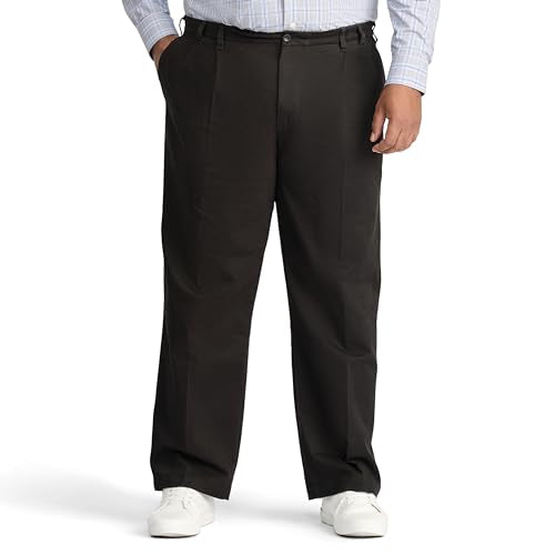 IZOD Men's Big and Tall Performance Stretch Pleated Pant, Cederwood Khaki, 46W X 34L