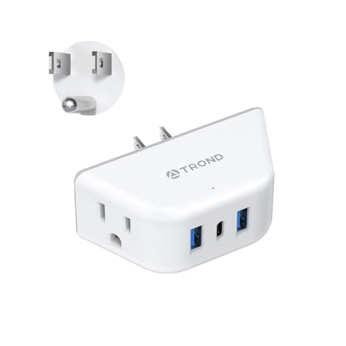 TROND Multi Plug Outlet Extender with USB, 2 Outlet Splitter with 3 USB Wall Charger (1 USB C), Wall Outlet Expander, Cruise Essentials, Plug Extender for Cruise Ship, Travel, Home, Office, Dorm Room