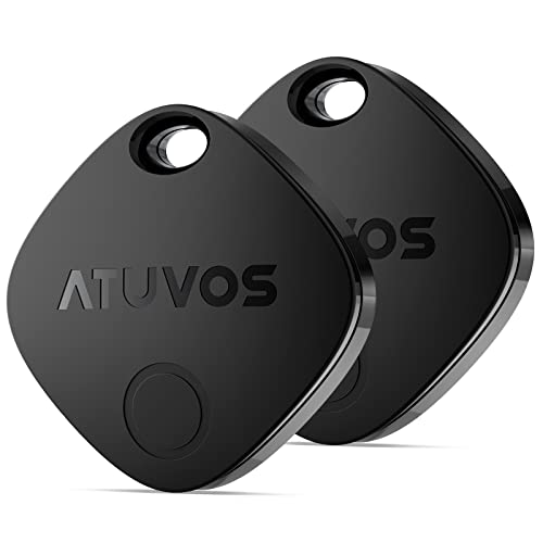 ATUVOS Keys Finder 2 Pack, Bluetooth Luggage Tracker Works with Apple Find My (iOS only), Item Locator GPS Tracker for Keys, Wallet, Suitcase, Bags, IP67 Waterproof, Privacy Protection, Lost Mode