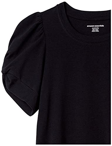 Amazon Essentials Women's Classic-Fit Twist Sleeve Crewneck T-Shirt, Black, X-Small