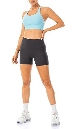 Lavento Women's All Day Soft Biker Shorts 7 Inch - High Waisted Workout Gym Running Yoga Shorts (Black, 4)