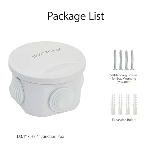 LeMotech Junction Box, ABS Plastic IP65 Waterproof and Dustproof, Universal Electrical Enclosure, Outdoor and Indoor Project Box 5.9X 5.9X 3.9 inch (150 x 150 x 100 mm)