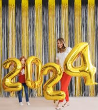 Foil Fringe Curtains Party Decorations - Melsan 3 Pack 3.2 x 8.2 ft Gold Tinsel Curtain Party Photo Backdrop for Birthday Party Baby Shower or Graduation New Years eve Party Supplies 2025