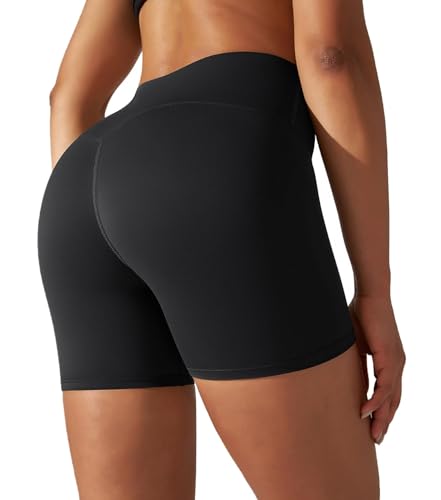 Orolay Workout Shorts for Women - Naked Feeling Biker Shorts Yoga Soft High Waisted Moisture Wicking Running Shorts Black X-Small