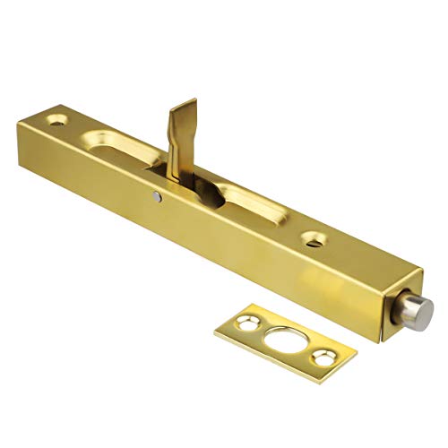 Xnrtop 2 Pcs Door Flush Bolt - 8 Inch Concealed Security Door Lock for French Doors, Composite Doors, Wood Doors, Double Doors, Dummy Doors, Stainless Steel Finish (Golden)