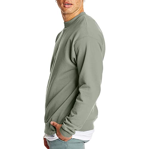 Hanes Men's Ecosmart Fleece Sweatshirt, Cotton-blend Pullover, Crewneck For Men, 1 Or 2 Pack, Stonewashed Green - 1 Pack, Large US