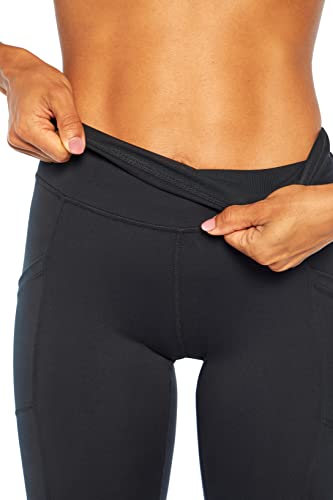 Balance Collection Womens Standard Crescent Tummy Control Pocket Legging, Black Small