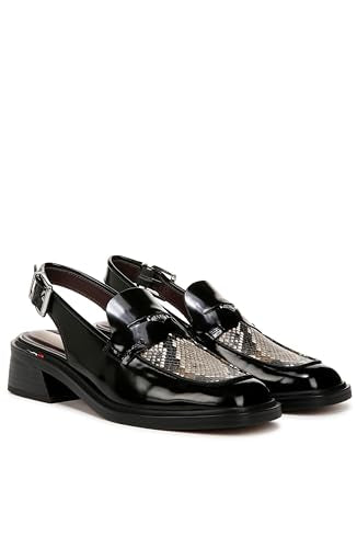 Franco Sarto Womens Giada Slingback Loafer Black Gloss 10 M