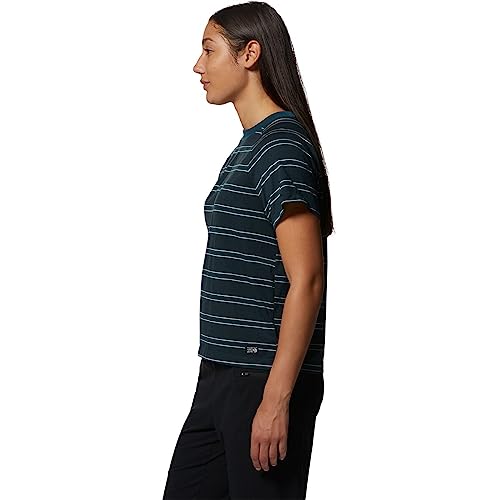 Mountain Hardwear Women's Wander Pass Short Sleeve, Dark Marsh Pacific Stripe, X-Large