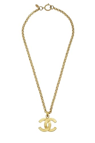 Chanel, Pre-Loved Gold Textured 'CC' Necklace, Gold