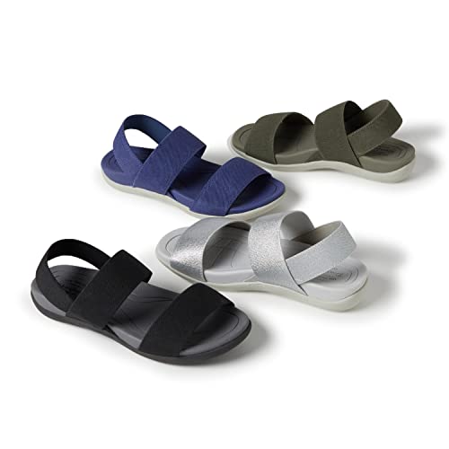 Dearfoams womens Original Comfort Sloane Backstrap Casual Open Toe Sandal, Black, 6 US