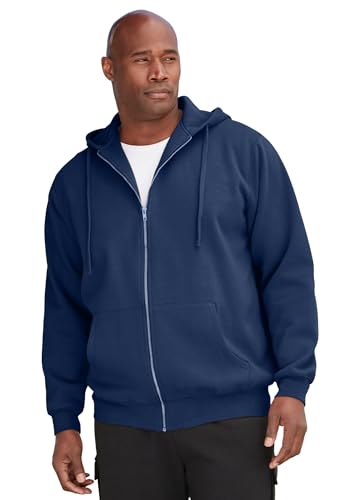 KingSize Men's Big & Tall Fleece Zip-front Hoodie Jacket - 7XL, Black