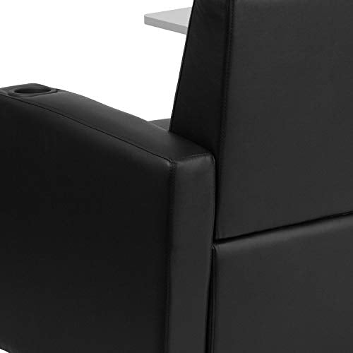 Flash Furniture George LeatherSoft Guest Chair with Tablet Arm and Cup Holder, Upholstered Tablet Arm Chair for Offices and Waiting Rooms, Black