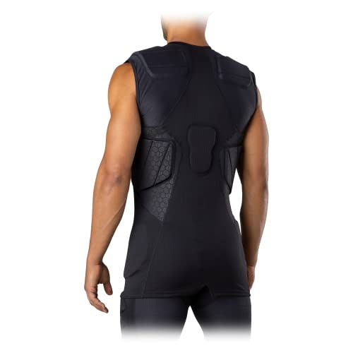 McDavid Rival Integrated 5-Pad Shirt, Comfort & Protection from Hard Objects, Lightweight & Breathable, Great for Football & Lacrosse (Adult) Black