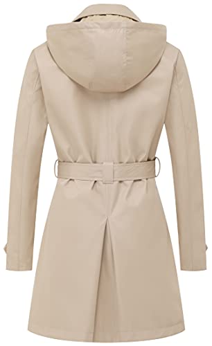 Chrisuno Trench Coat Women Women's Trenchcoat Double Breasted Water Resistant Classic Peacoat with Belt Black Padding Lined S
