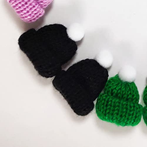 PRETYZOOM Christmas Knitting Hats - Santa Doll Hat, Lollipop Hats, Wine Bottle Hat for DIY Craft Decoration (10pcs, Black)
