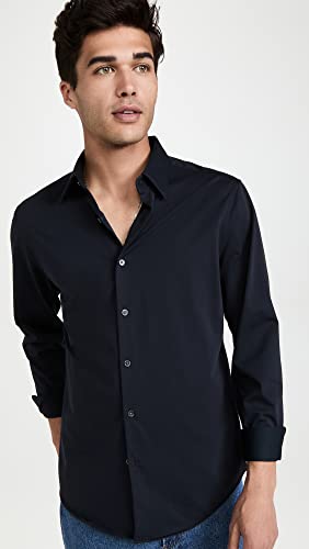 Theory Mens,Knit Long Sleeve Woven Shirt,Sylvain Nd, Black, XS