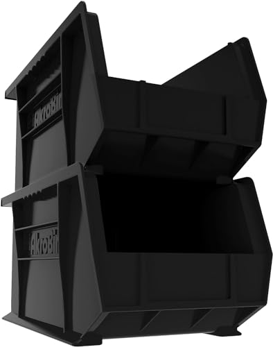 Akro-Mils AkroBins 30240 Plastic Hanging Stackable Storage Organizer Bin, 15-Inch x 8-Inch x 7-Inch, Black, 12-Pack