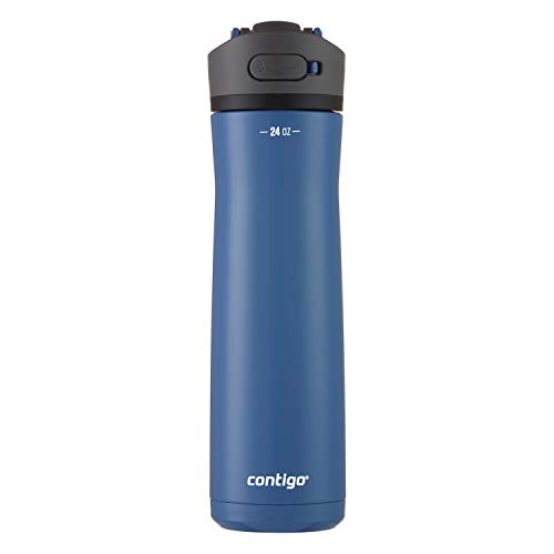 Contigo Ashland Chill Stainless Steel Water Bottle with Leakproof Lid & Straw, Water Bottle with Handle Keeps Drinks Cold for 24hrs & Hot for 6hrs, Great for Travel, School, Work, & More, 24oz