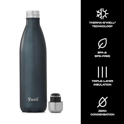 S'well Stainless Steel Water Bottle, 25oz, Blue Suede, Triple Layered Vacuum Insulated Containers Keeps Drinks Cold for 48 Hours and Hot for 24, BPA Free, Perfect for On the Go