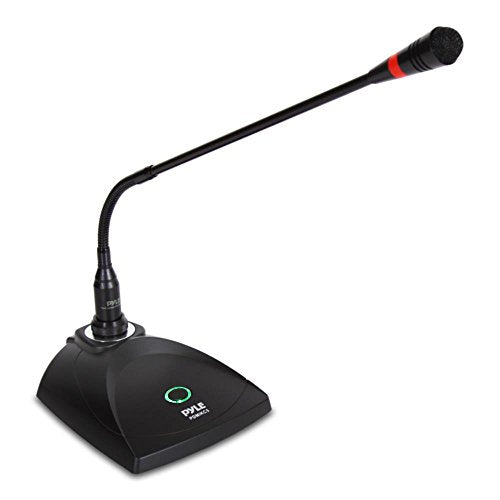 Desktop Gooseneck Wired Microphone System - Table Mounted Corded Voice Condenser Mic with Pop Filter - XLR to 1/4'' Sound Cord - for Karaoke, Conference, Studio Audio Recording - Pyle PDMIKC5 Black