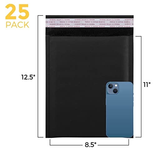 Fuxury Kraft Bubble Mailer 8.5x12 Inch 25 Pack，Strong Adhesion Padded Envelopes,Self Seal Bubble Envelopes, Waterproof Cushioned Padded Mailers Packaging for Small Business,Bulk Black
