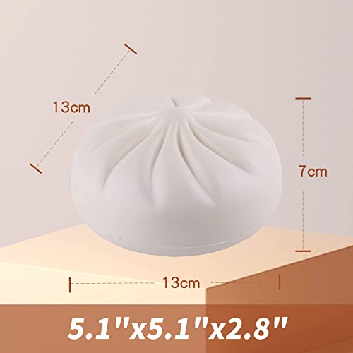 Anboor 5.5 Inches Dumplings Squishies Toys, Jumbo Slow Rising Kawaii Squeeze Dough Ball Sweet Scented Steamed Bun Squishies,White
