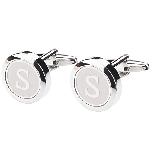 Dannyshi Mens Classic Stainless Steel Initial Cufflinks 26 Alphabet Initial Letter Cufflinks Business Wedding Shirts A-Z (W)
