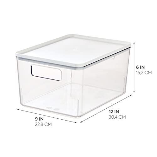 Rosanna Pansino x iDesign Recycled Plastic Kitchen Storage Bin with Lid, Clear Bin/Marshmallow Lid, 6" x 12" x 6"