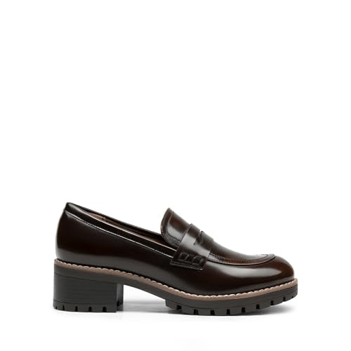DREAM PAIRS Womens Comfortable Platform Chunky Heel Business Casual Loafers,Size 6.5,Black-Pat,SDLS2319W