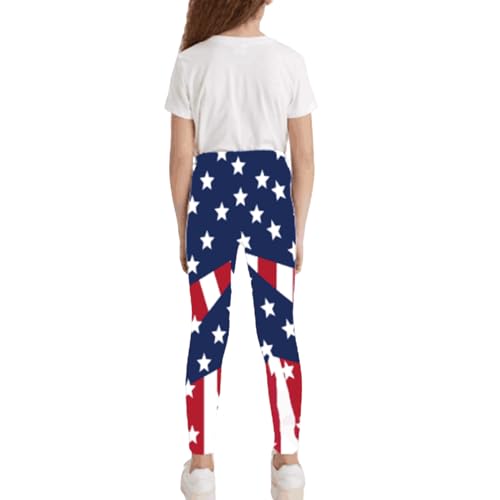 Deresagrl USA Flag Leggings for Girls American Apparel Kids Stripes Stars Print 4th of July Pants 4-14 Years