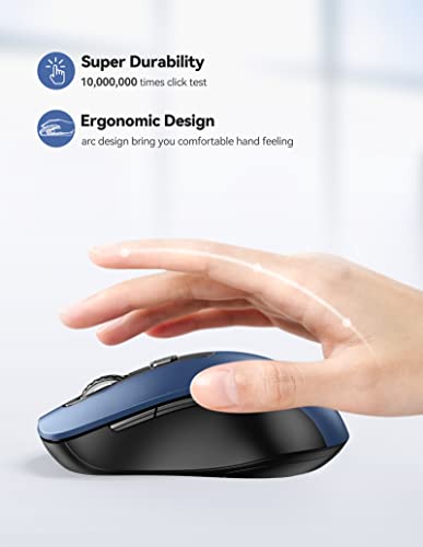 TECKNET Wireless Computer Mouse, 2.4G Cordless Mouse for Laptop, Ergonomic Optical Mouse with Nano Receiver & 6 Buttons, 18 Months Battery Life, 2400 DPI USB Mouse for MacBook, PC, Windows