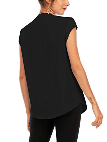 Famulily Womens Cap Sleeve Blouse V-Neck Professional Clothes for Work Grey XL