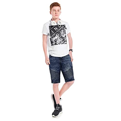 X RAY Boys Shorts, Big Boy & Little Kids Stretch Denim Shorts, Moto Biker & Fashion Rips Distressed Jean Shorts for Boys, Light Wash, 5