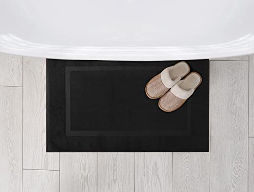 Utopia Towels Cotton Banded Rug, Bath Mats, [Not a Bathroom Rug], 21x34 Inches, 100% Ring Spun Cotton - Highly Absorbent and Machine Washable Shower Bathroom Floor Mat, Black, 2 Pack