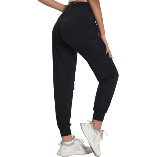 Hooxum Women Joggers Pants Athletic - Lightweight Lounge Pants Soft Sweatpants with Pocket for Workout Casual Jogging Running Black-S