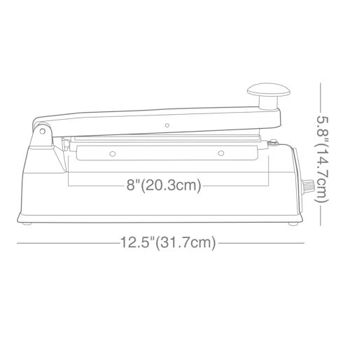 METRONIC 8 inch Bag Sealer, Black Impulse Heat Sealer for Plastic Bags, Poly Bag Sealing Machine with Repair Kit. Clean, Crisp and Fast Sealing Machine