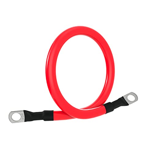 4 AWG Battery Cable 4AWG Gauge Pure Copper Battery Inverter Cables with 3/8 in Lugs Both Ends Power Inverter Wire Set for Automotive Solar Marine Boat RV Car Motorcycle Red and Black (1ft)