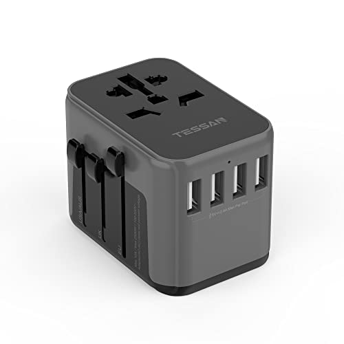 TESSAN Universal Travel Adapter, International Plug Adaptor with 2 USB C Wall Charger 2 USB A Ports, Worldwide Power Outlet Travel Essentials for US to European EU UK AUS (Type C/G/A/I)