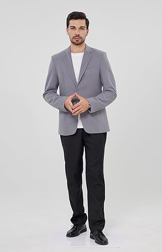MAGE MALE Men's Blazer Casual Knit Sport Coat Slim Fit Suit Jacket Notch Lapel One Button Blazers Black