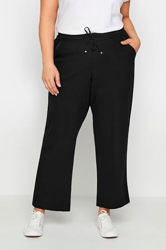 EVANS Women's Plus Size Trouser Linen VISC, Black