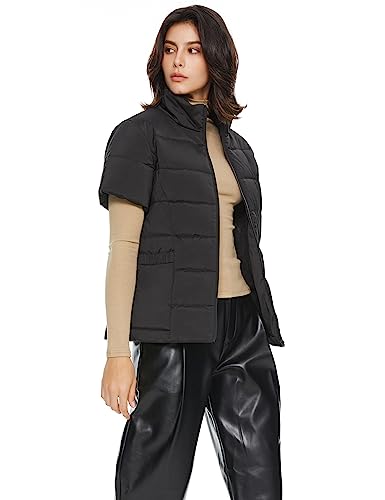 Orolay Women's Warm Insulated Vest Lightweight Stand Collar Cap Sleeve Jacket Zip up Gilet with Pockets Black Small