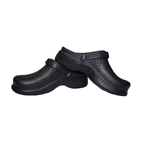 Natural Uniforms Ultralite Women's Clogs with Strap (Size 6, Black)