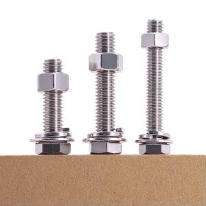 (6 Sets) 3/8"-16 x 3-1/2" Hex Bolt with Hex Nut, Flat Washers (SAE) and Lock Washers Hardware Assortement, Full Thread, Coarse Thread, 304 Stainless Steel 18-8