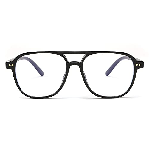 FEISEDY Lightweight Pilot Glasses Frame Blue Light Blocking Glasses Women Men Oversized Square Computer Glasses B2387