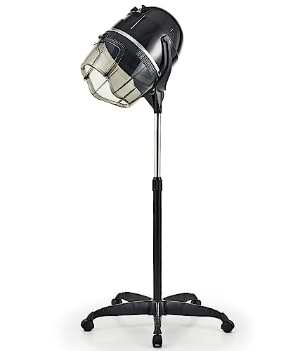 CO-Z 1300W Black Hooded Hair Dryer with Stand, Adjustable Height, 360 Swivel, Wheels, Temperature Timer, Safe Use