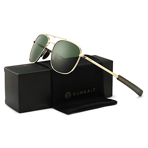 SUNGAIT 2 pairs Men's Military Style Polarized Pilot Aviator Sunglasses Bayonet Temples SGT285QH-QH-4
