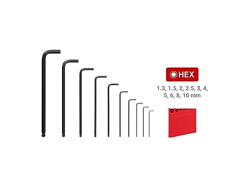 TEKTON Ball End Hex L-Key Set with Holder, 10-Piece (1.3-10 mm) | KLX91202