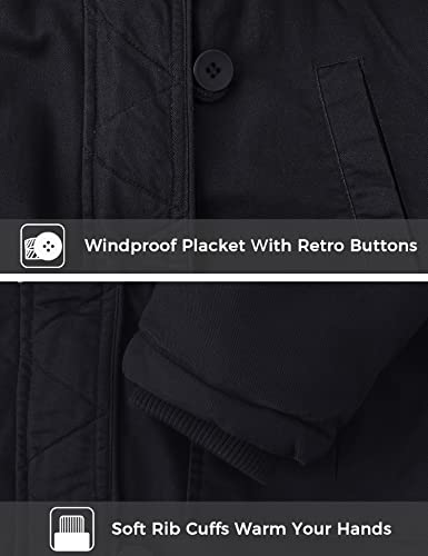wantdo Women's Cotton Thicken Padded Parka Jacket Fur Hooded Coat(Black, S)