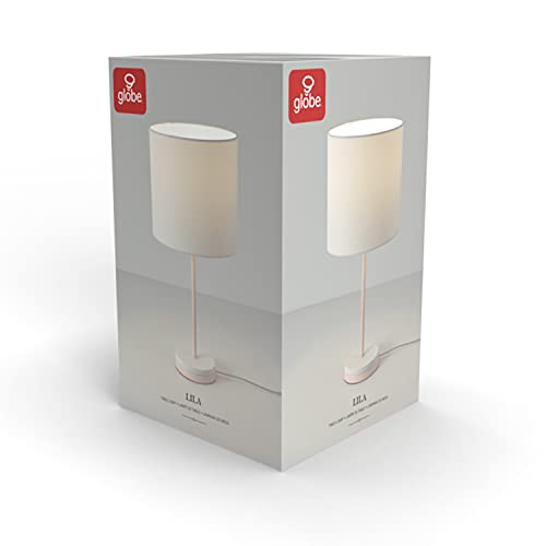 Globe Electric 67531 Lila 19" Table Lamp, Blush Pink, Matte White Accents, White Linen Shade, On Off Switch on Socket